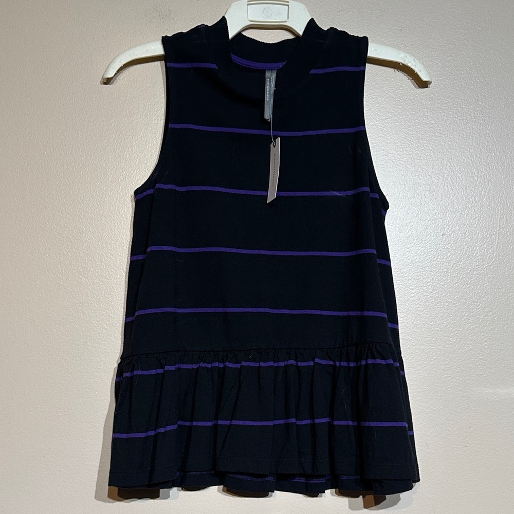 Anthropologie Black and Purple Striped top